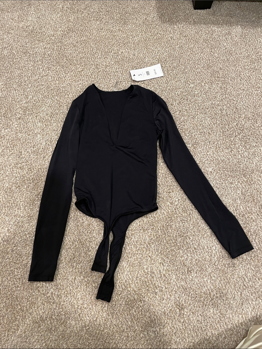 AKIRA Black V-Neck Long Sleeve Bodysuit